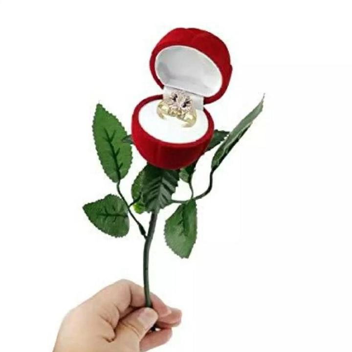 Red Rose Flower Ring Box