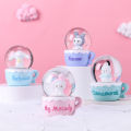 Creative cartoon strawberry bear glow crystal ball snow glass ball resin night light snow ornament lighting gifts. 