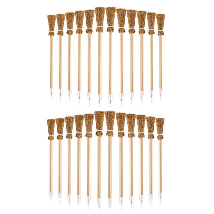 JAEEE 24 Pcs Witch Broom Pencils for Halloween Broomstick Ballpoint Pencils Halloween Party Favors Witch Broom Prop Writing