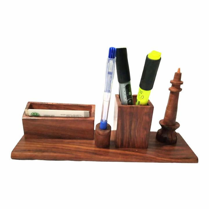 Minar Design Desk Organizer, Wooden Multifunction Desk Organizer, Ideal For Home and Office