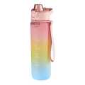 1000 mL Coloured Water Bottle with Motivational Marks Bounce Cover Time-Period Scale Reminder and Frosted Cup 3D Stickers Beautiful Travel bottle having cap Beautiful thermos  for cold-water Outdoor fitness Training Office and school. 