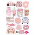 1Create Your Vibe with Aesthetic Sticker Sheet - Uncut and A6 Sized (10x15cm) Art for Laptops, Journals, and More - Express Yourself Creatively for Girls. 