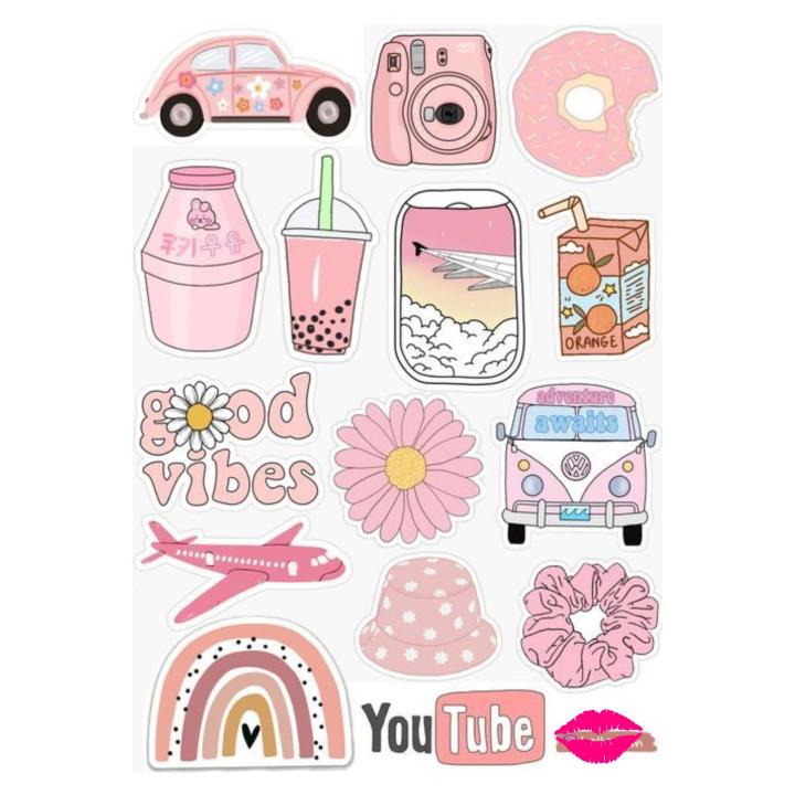 1Create Your Vibe with Aesthetic Sticker Sheet - Uncut and A6 Sized (10x15cm) Art for Laptops, Journals, and More - Express Yourself Creatively for Girls