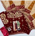 EMAAN ADEEL VELVET EMBROIDERED DRESS NET EMBROIDERED DUPATTA. 