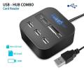 COMBO USB Hub 2.0 + Card Reader 480Mbps USB Combo Card Reader All In One Multi USB Splitter For MS,M2,SD/MMC,TF Portable For PC Laptop (Daraz Like New). 