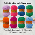Bally Double Knit Wool Yarn | Thick 3ply Best quality 100% Acrylic | 80 grams in one ball | Best for knitting & crochet | Yarn Vista. 