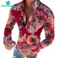 Green Home Men Shirt Sunflower Floral Print Single-breasted Men Shirt. 