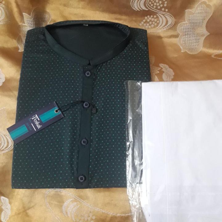bottle green colour kurta white shalwar