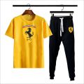 Ferrari printed Summer Printed Tracksuit For Men & Boys - Soft and Comfortable Fabric T Shirt & Trouser Printed Tracksuit. 
