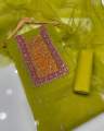MSJ Fabrics 3 Piece Unstitched Suit For Girls – Organza Shit & Dupatta With Kataan Silk Trouser. 