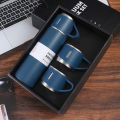 Premium Stainless Steel Vacuum Thermos Flask with Silicone Handle and Insulated Lid Set With 2 Stainless Steel Cups Perfect for Hot Coffee & Tea 500 ML- Best Sport & Travel Bottle. 