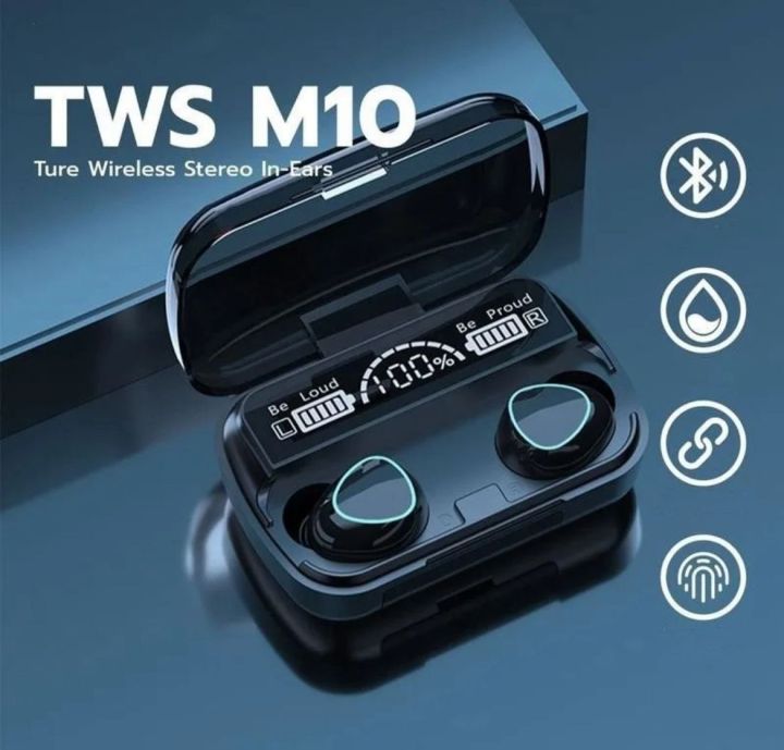 M10 Airpods TWS (True Wireless Stereo) Airbuds Bluetooth Earbuds Dual Earphones Headset (Connect With All Bluetooth Devices).