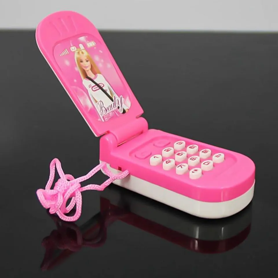 Barbie Toy Phone for Girls Kids Pretend Play Flip Mobile