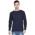 Basic Navy Blue Round Neck Full Sleeves T-Shirt For Men - Comfortable And Stylish Basic T-Shirt For Everyday Wear. 