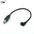 25cm USB 2.0 standard B Male to USB Micro 5 pin 5pin Male Right Angled 90 degree data Cable for tablet HUB hard disk printer. 