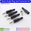 5pcs 3-Pole 3.5mm Audio Plug Jack Connector for Headphones, DIY Cables & Audio Projects by Electrica. 