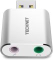 TECKNET USB Audio Adapter External Stereo Sound Adapter Aluminum with 3.5mm Speaker/Headphone and Microphone Jacks For Windows and Mac, Plug and Play, No drivers Needed. 