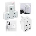 TESSAN 2 Way Multi Plug Adapter Double Socket USB Charger Multi Ports, Power Adapter Shaver Plug Wall Charger Power Plug Extension with 2 AC Outlets and 3 USB Ports 3250W,13A Multiplug Power Adapter 3 Pin Power Strip for Home, Office,Travel, Kitchen, PC,. 