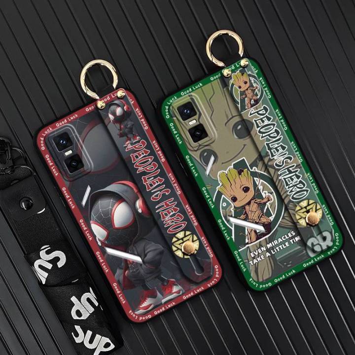 Dirt-resistant Fashion Design Phone Case For infinix GT 30 Pro/X6873 Phone Holder Cartoon Anti-dust Lanyard Wrist Strap
