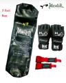 3 Feet boxing bag mma gloves hand wrap chain sand bag kick bag mma bag. 
