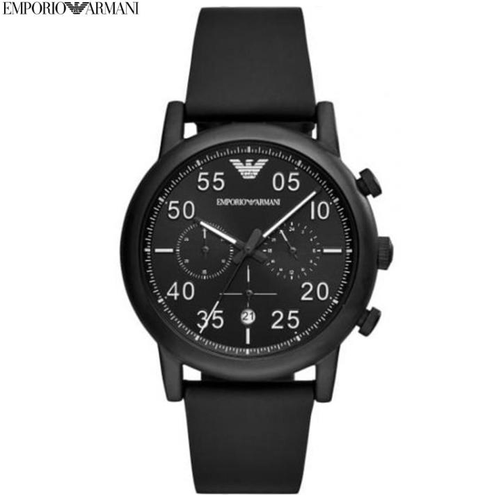 Emporio Armani Black Rubber Strap Black Dial Men's Watch -AR11133