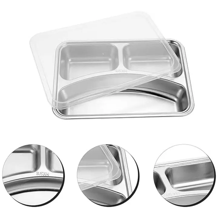 Stainless%20Steel%20Metal%20Sectioned%20Divided%20Plates%20with%20Lid,%20Rectangular%20Dinner%20Tray,%20Diet%20Plate%20with%203%20Sections,%20Stackable%20Serving%20Platter%20Snack%20Fruit%20Plate%20for%20Campers%20-%20Image%203