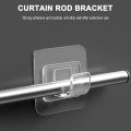 Self-Adhesive Curtain Rod Bracket Hooks - 10 pcs pack - No-Drill Wall Mount, Easy Install, Heavy Duty,. 