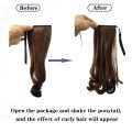 Long Curly Ponytail Wig Light Brown Drawstring Clip In Ponytail Hair Extensions Synthetic Heat Resistant Hair Tail. 