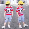 Boys Summer Clothing 2022 Kids Clothes Stripe Cotton T-shirt+Jeans Pant Boy Sets Infant Newborn Clothing 3 4 5 6 7 8 10 12 Years. 