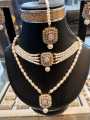 Choker White pearls Set with Earnings -Collar Set sone jesa. 