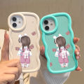 AMORVOR for Infinix Hot 8 Hot 8 Pro Back Cover Lovely Girl Pattern Luxury Phone Case Macaron Wave Soft Silicone Mobile Cover. 