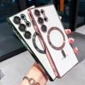 Lens Glass Plating Magnetic Case For Samsung Galaxy S24 S23 S22 S21 Plus Ultra FE Phone Magsafe Wireless Charge Cover. 