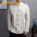 Men Long Sleeve Shirt Traditional Chinese Style Men's Mandarin Collar Shirt Long Sleeve Kung Fu Tai Chi Top with Pockets Authentic Tang Tops Uniform Tai Chi Shirt. 