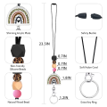 1 Piece Rainbow Lanyards Cute ID Holder with Lanyard Silicone Beaded Breakaway Lanyard for Id Card and Keys,. 