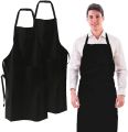 Pack of 2pcs Black Kitchen Aprons with 2 Pockets Durable Personalized Apron for BBQ Kitchen Cooking Baking Crafting Restaurant. 