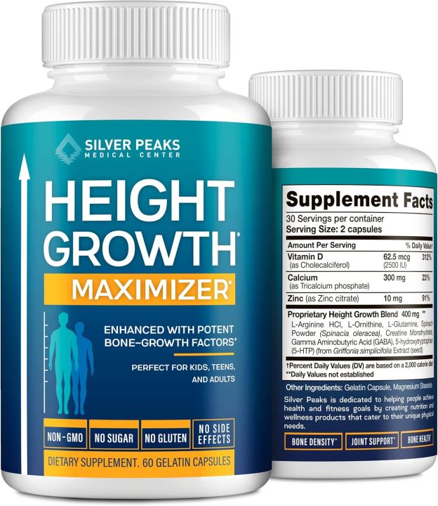 Height Growth Maximizer - Natural Height Pills to Grow Taller - Made in USA - Growth Pills with Calcium for Bone Strength - Get Taller Supplement That Increases Bone Growth - 60 capsules