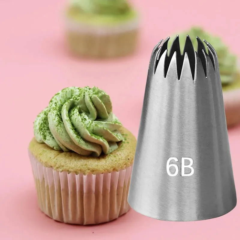 1M, 2D And 6B Stainless Steel Nozzle Open Star Tip Pastry Cookies