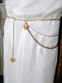 Elegant Multi-Layer Metal and Beads Chain Waist Belt. 