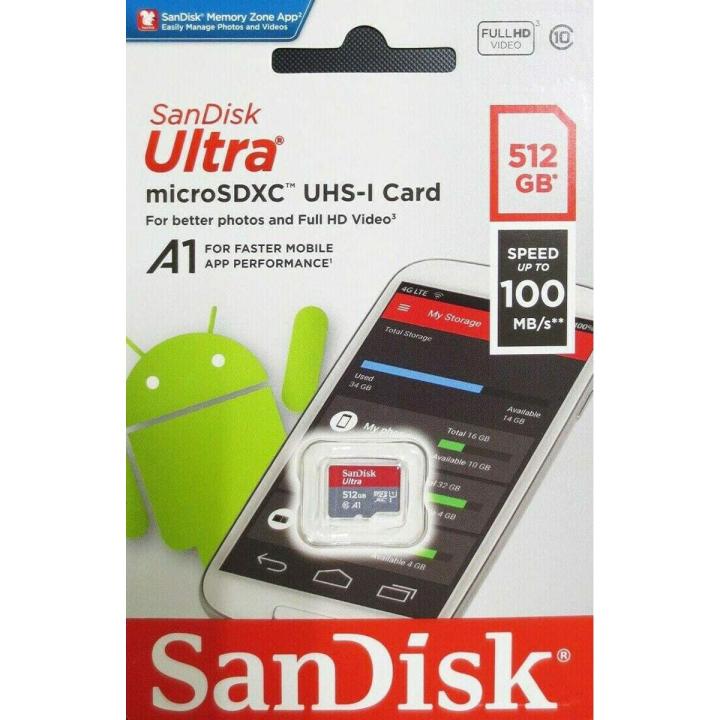 SanDisk 512GB Ultra Micro SDXC UHS-I Memory Card without Adapter - 120MB/s, C10, U1, Full HD, A1, Micro SD Card - SDSQUA4-512G-GN6MA