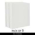 EASE Pack of 5 Canvas Boards 12 x 12 (12 by 12 inches)  for Painting and Art Work. 