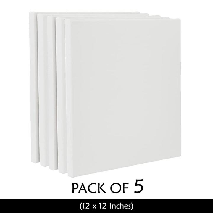 EASE Pack of 5 Canvas Boards 12 x 12 (12 by 12 inches)  for Painting and Art Work