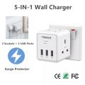 TESSAN USB Charger Double Plug Adapter 3 pin Plug Wall Socket , 2 Way Charger Surge Protector 13A Cube Multi Plug Extension USB Socket,USB C Charger Power Socket Extension USB Adapter Plug with 3 USB and 2 AC Outlets for Home, Office, Travel,Kitchen. 