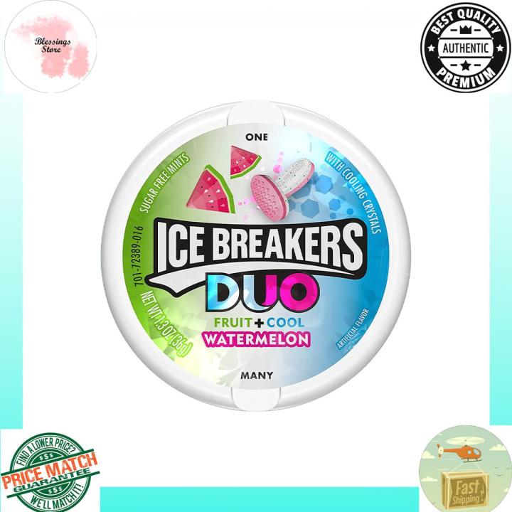 ICE BREAKERS DUO Watermelon Flavored Sugar Free Breath Mints, 36gm