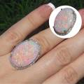 Women Shining Artificial Opal Stone Finger Ring Wedding Engagement Jewelry Gift. 