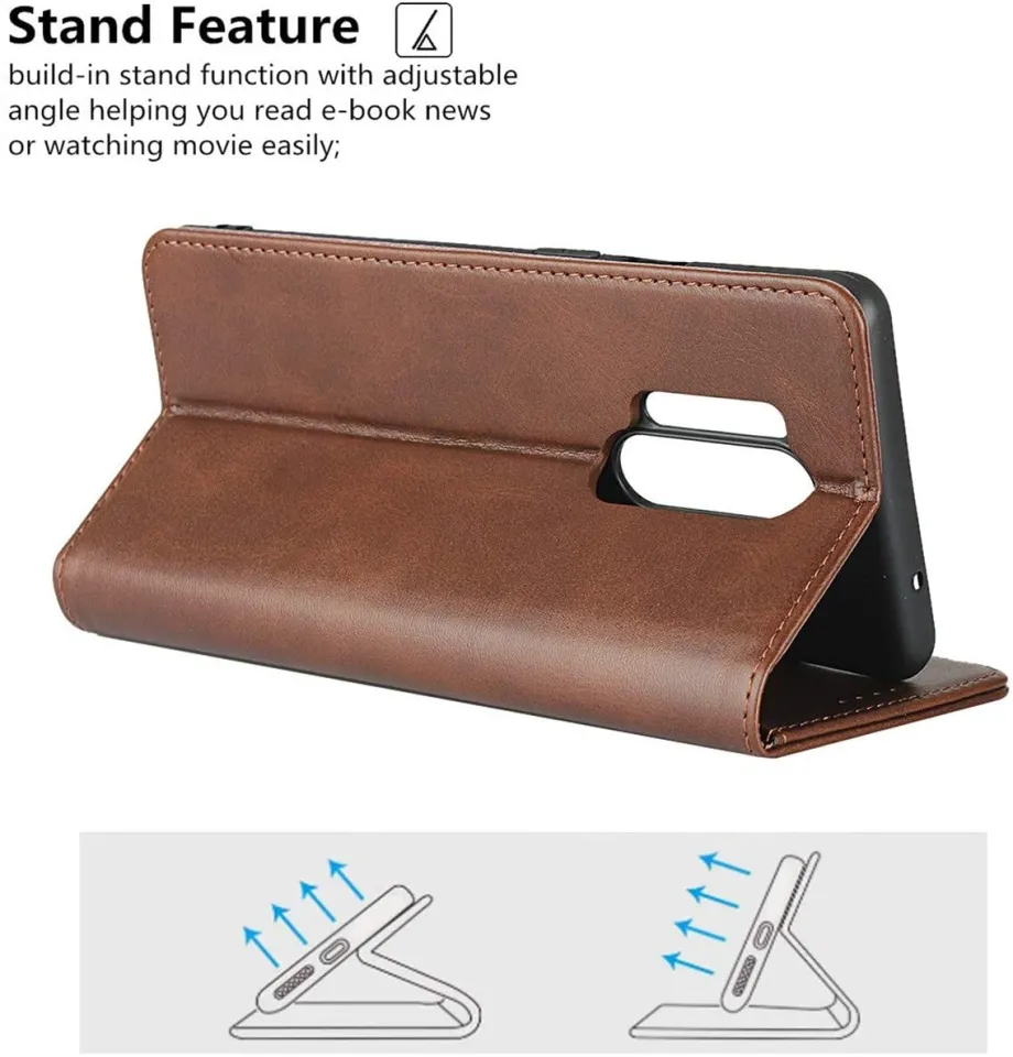 Xinyunew Custodia Per Oneplus 8T, Cover Portafoglio 360° In Pelle PU Con Slot E Portamonete, Chiusura Magnetica, Funzione Stand, Marrone - 2