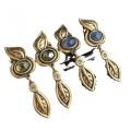 [ New ][ Nange Middle Ancient ]vintage Retro Royal Court Style All-Matching   Pure Copper Leaf Jelly Colored Glaze Two-Color Ear Studs. 