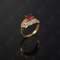 Luxury Gold Plated Crown Ring with Rectangular Stone and Marquise CZ Accents | Fashion Statement Jewelry for Women | Gift for Her. 