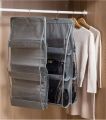 Space-Saving Purse Organizer - 6 Pocket Clear Hanging Shelf Bag. 