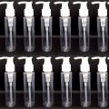 Pack of 12 - Empty Plastic Pump Bottles Transparent Bottle with White Pump 100ml Travel Size Lotion Pump Bottle for Oil / Hair Oil Empty Bottle Pump Refillable Bottle for Shampoo, Hand Wash, Lotion and Cosmetic Makeup Bottles. 