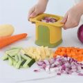 Chop Master 2-in-1 Vegetable and Fruit Hand Chopper, Multifunctional Vegetable Chopper French Fries Cutter Household Hand Pressure Onion Dicer Cucumber Potato Slicer Kitchen Tools, Yellow. 